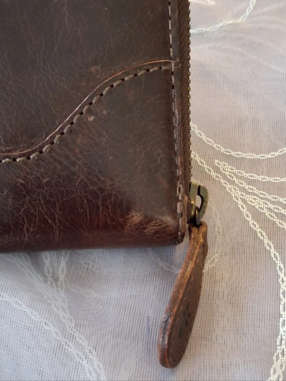 Frye Melissa Leather Zip Around Contential Wallet Dark Brown